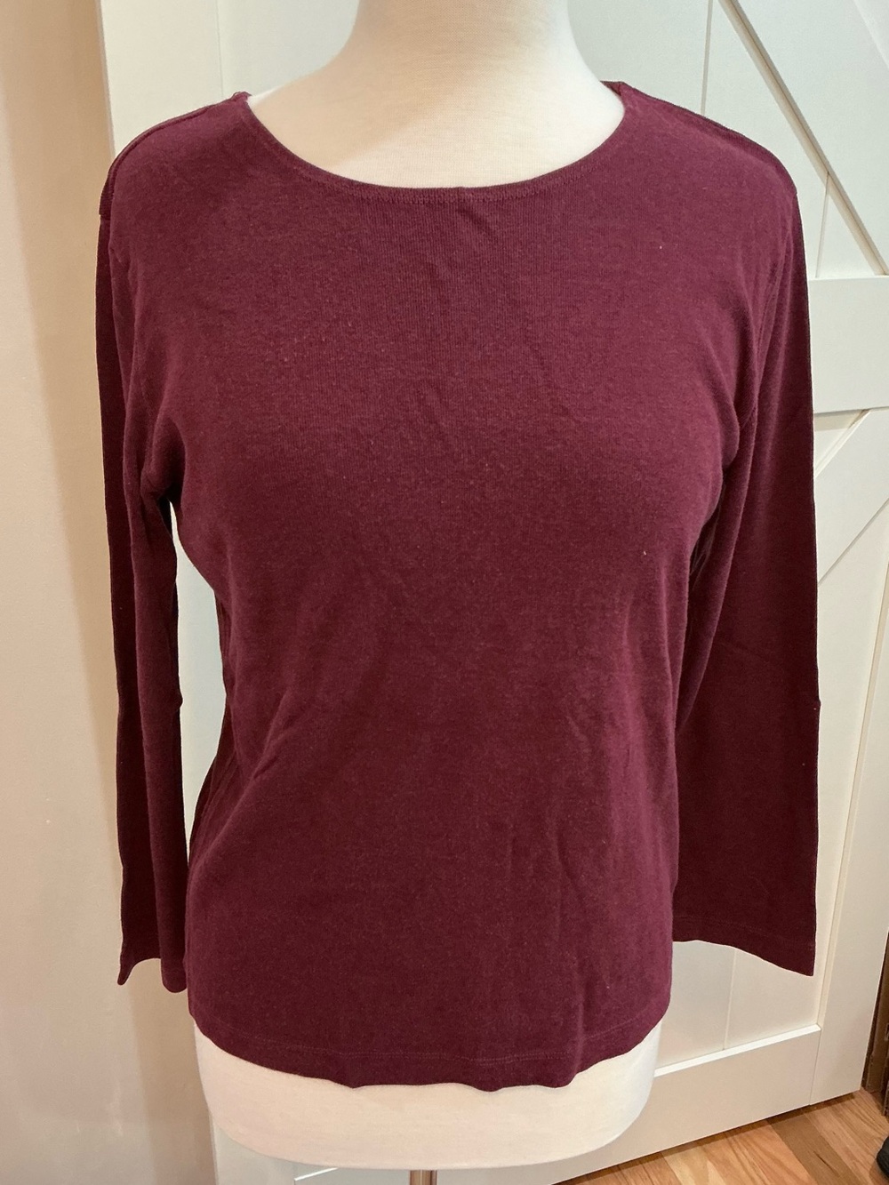 bryn Walker Long Sleeve Crewneck Top in Burgundy DP
